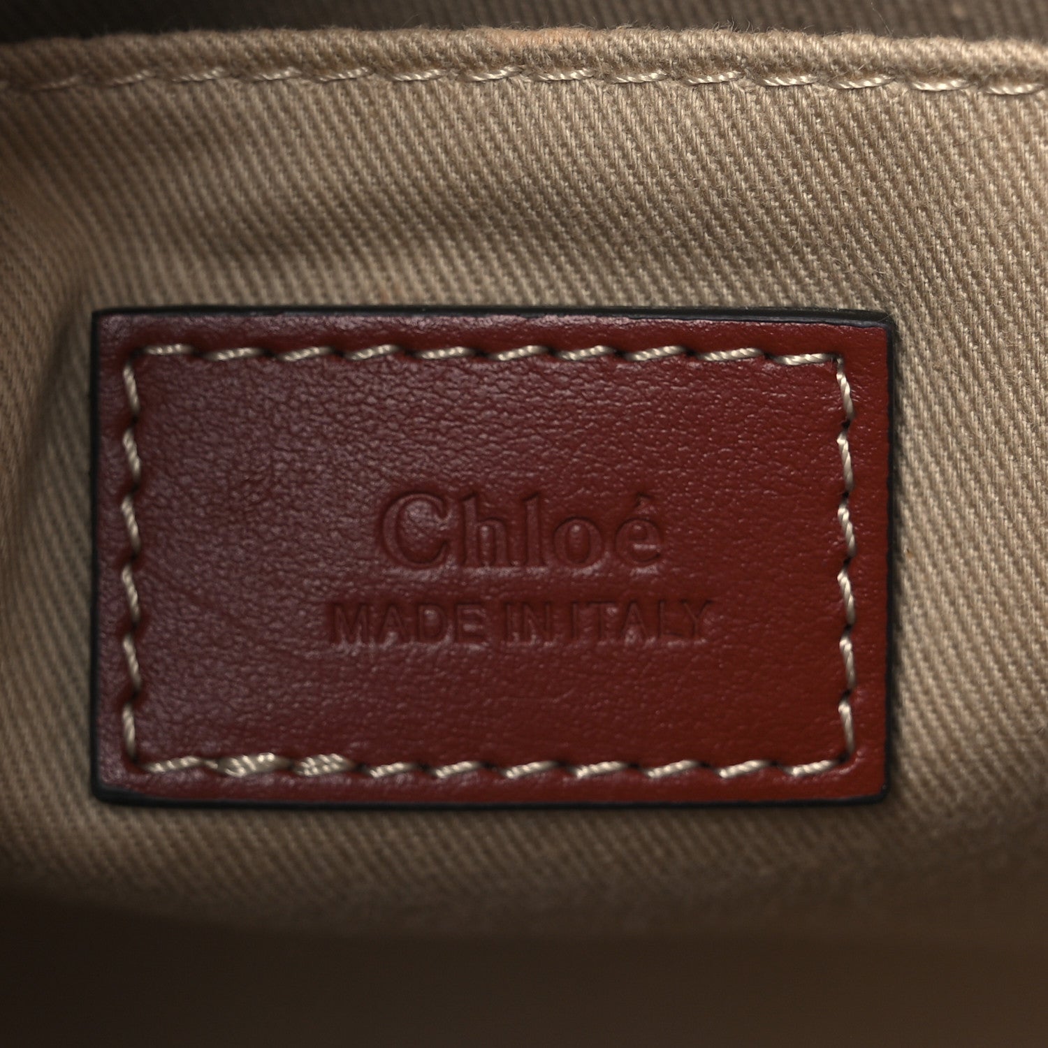 Chloe Cotton Calfskin Small Woody Ribbon Tote With Strap White Brown 6 of 10