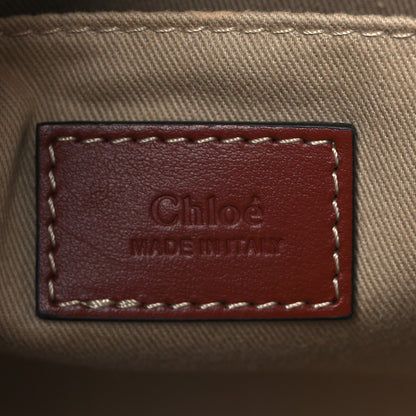 Chloe Cotton Calfskin Small Woody Ribbon Tote With Strap White Brown 6 of 10