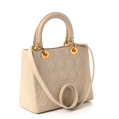 Christian Dior Lambskin Cannage Medium Lady Dior Light Beige 3 of 11