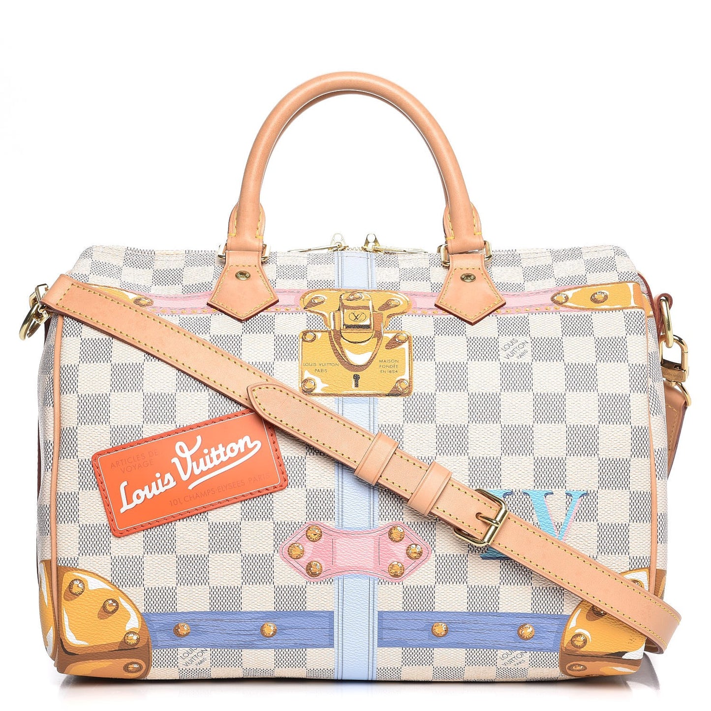 Damier Azur Summer Trunks Speedy Bandouliere 30