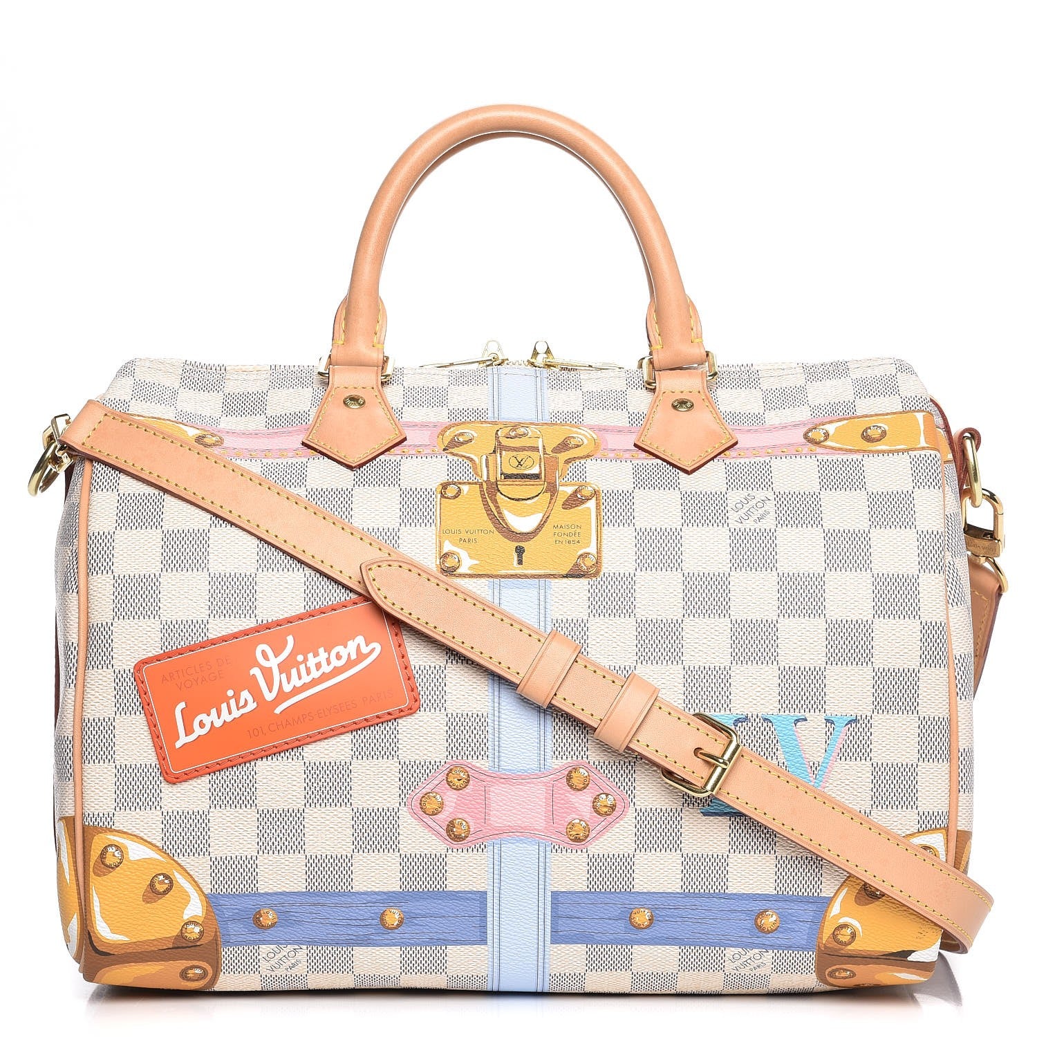 Louis Vuitton Damier Azur Summer Trunks Speedy Bandouliere 30 1 of 9