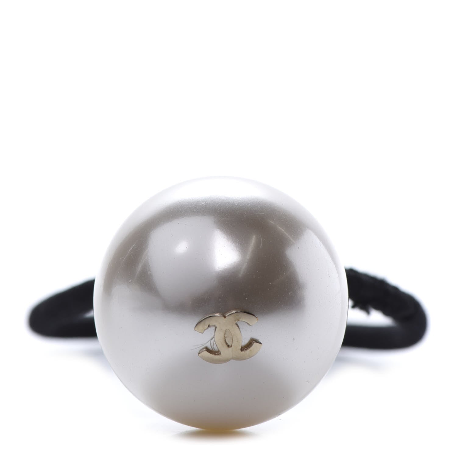 Chanel Pearl CC Hair Tie Black White 1 of 4