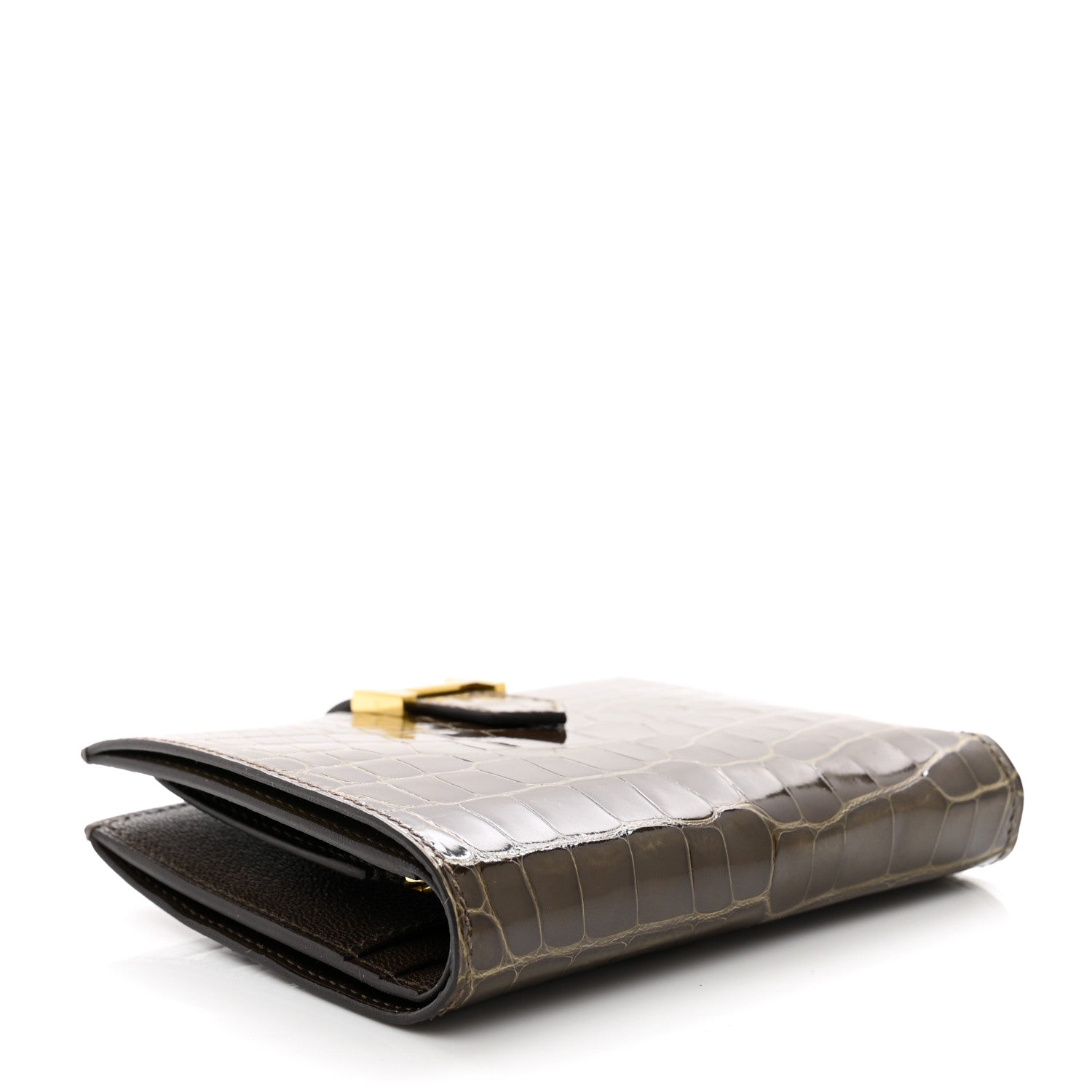 Hermes Shiny Alligator Bearn Compact Wallet Gris Elephant 4 of 7
