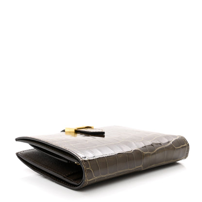 Hermes Shiny Alligator Bearn Compact Wallet Gris Elephant 4 of 7