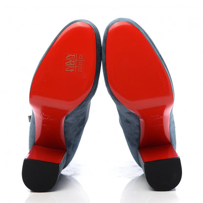 Christian Louboutin Veau Velours Birgitta 100 Zip Around Ankle Bootie 35 Tempete 5 of 8