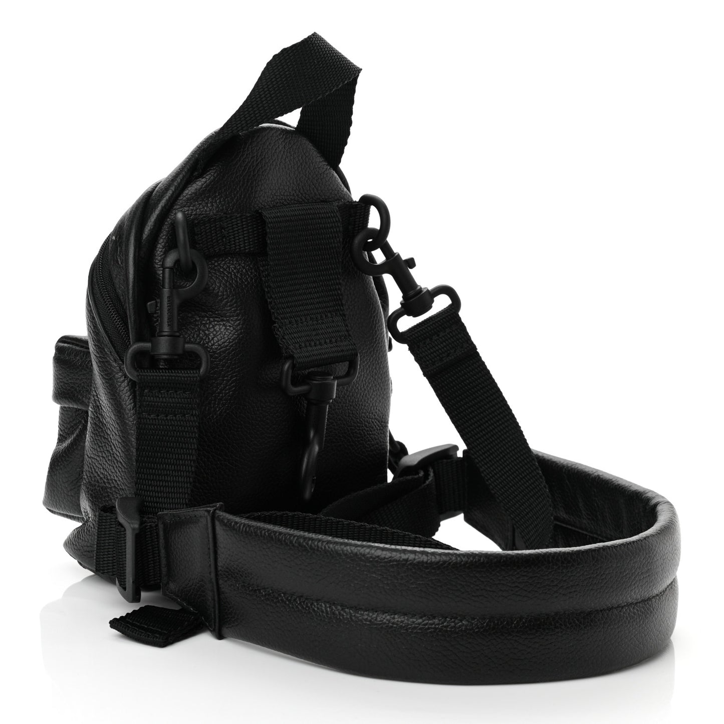 Grained Calfskin Mini Explorer Crossbody Backpack Black