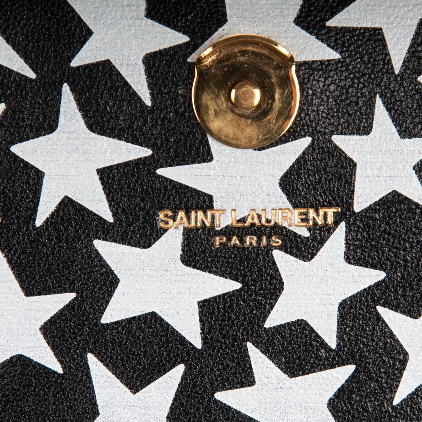 Lambskin Medium Star Print Monogram Kate Satchel Black White