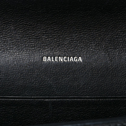 Balenciaga Grained Calfskin Logo Cash Phone Holder Wallet On Chain Black White 11 of 18