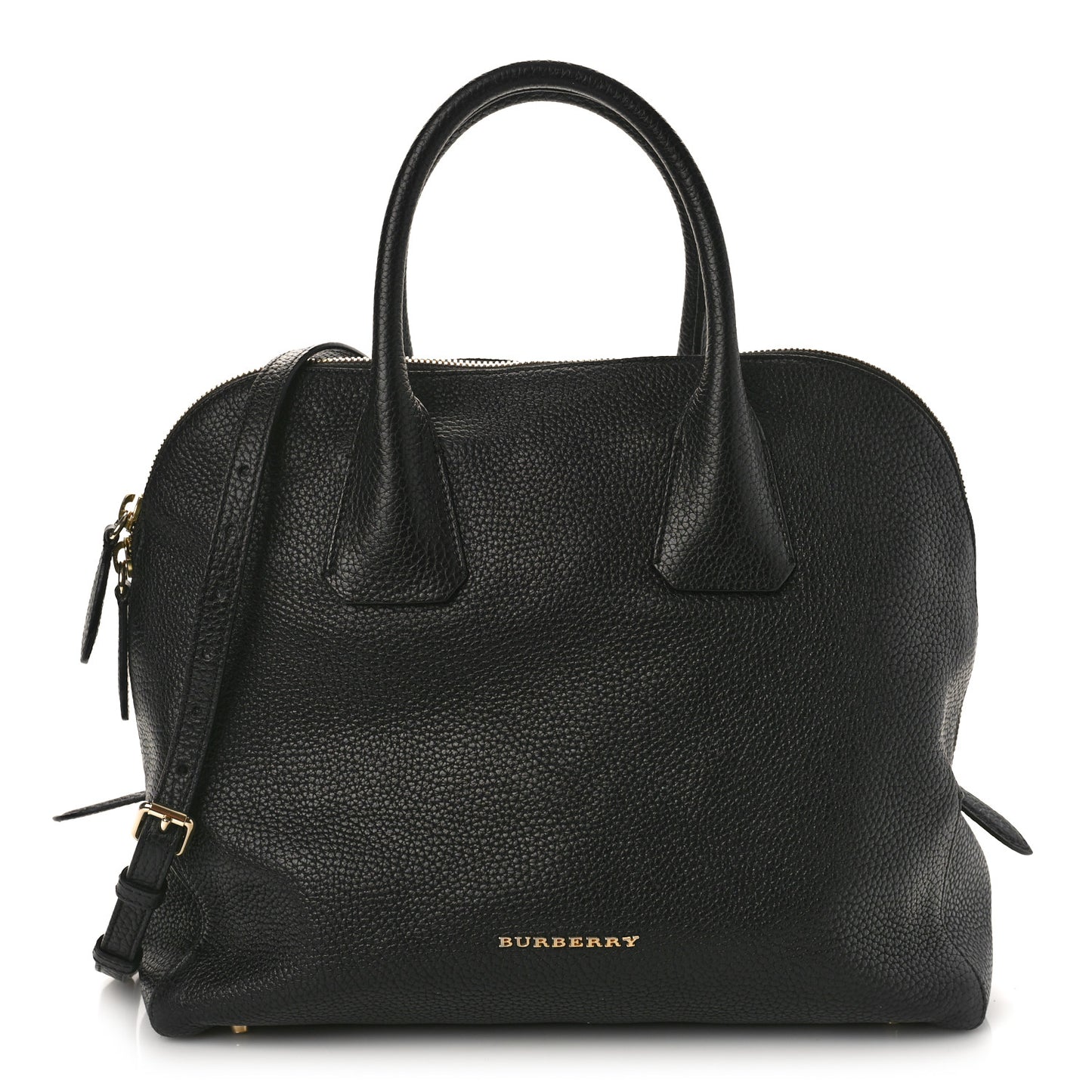 London Grainy Calfskin Medium Greenwood Bowling Bag Black