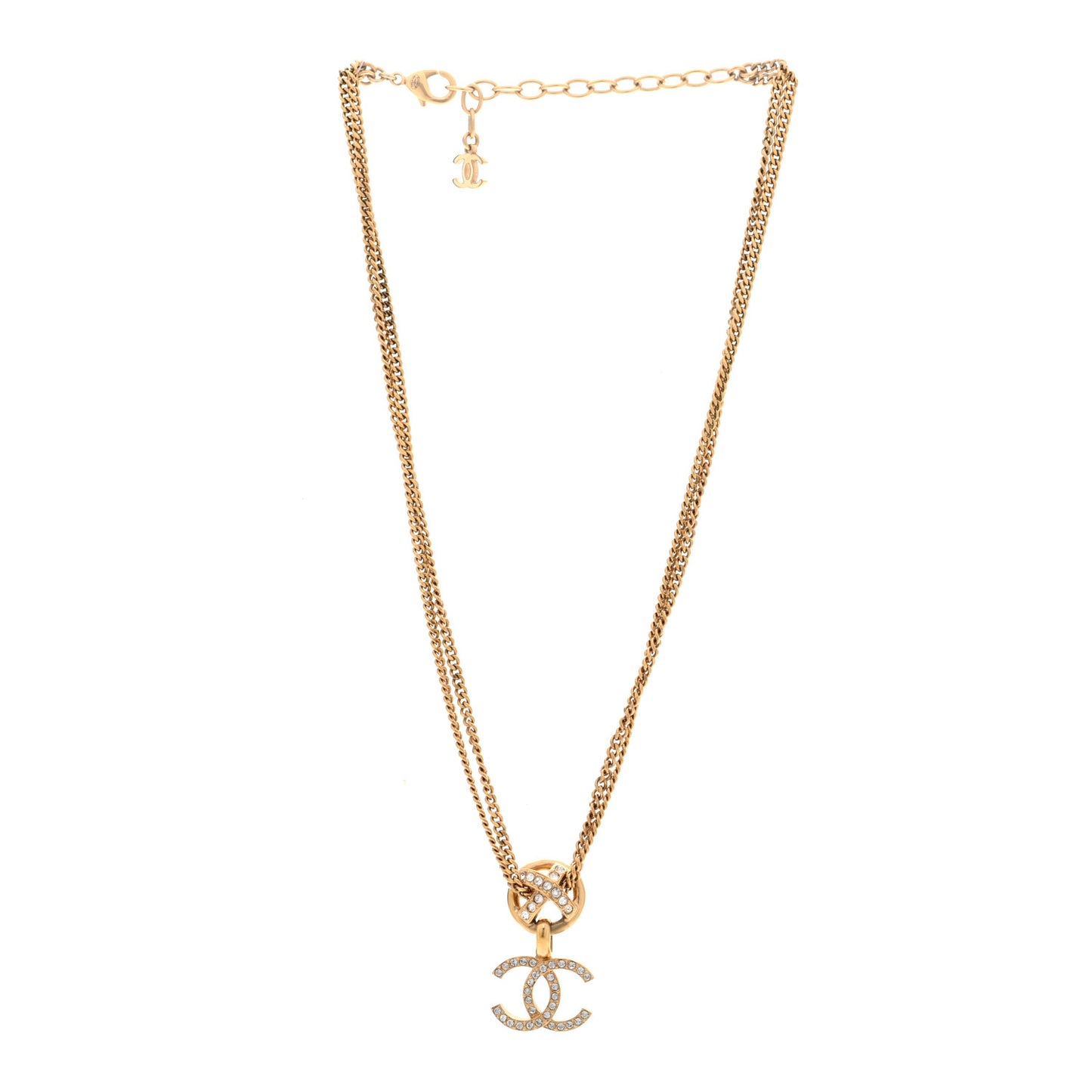 Crystal CC X Drop Multi Strand Necklace Gold