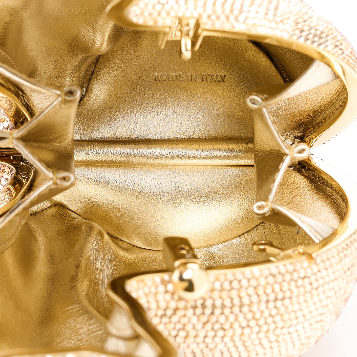 Swarovski Crystal Cat Minaudiere Clutch Gold