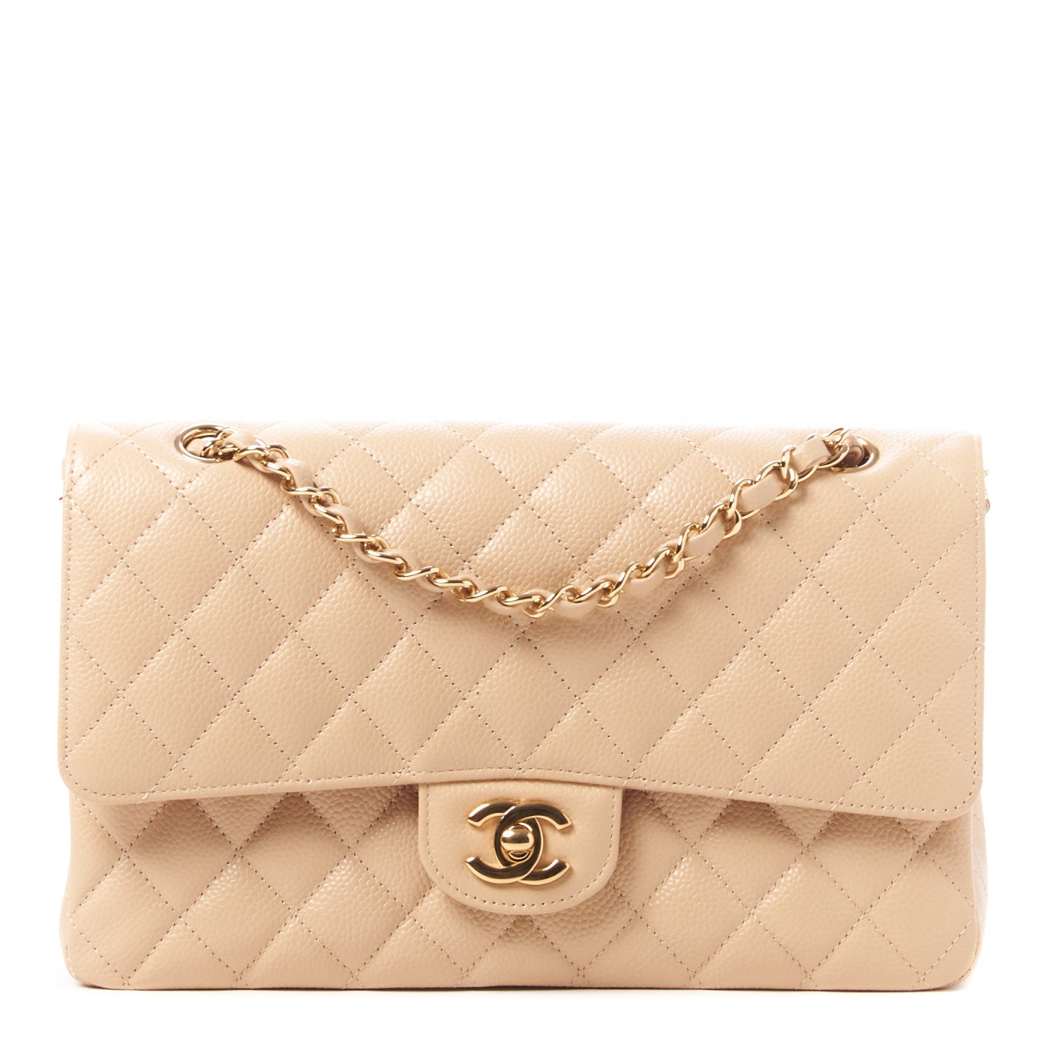Chanel Caviar Quilted Medium Double Flap Beige 1 of 9