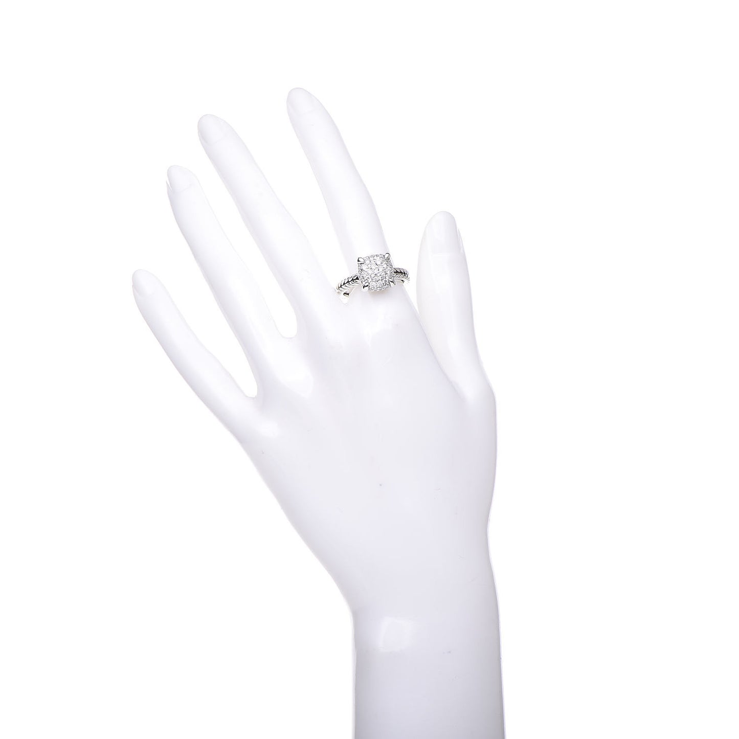 Sterling Silver Diamond 11mm Chatelaine Pave Ring 57 8