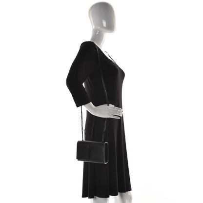 Saint Laurent Grain De Poudre Small Monogram Kate Satchel Black 2 of 9
