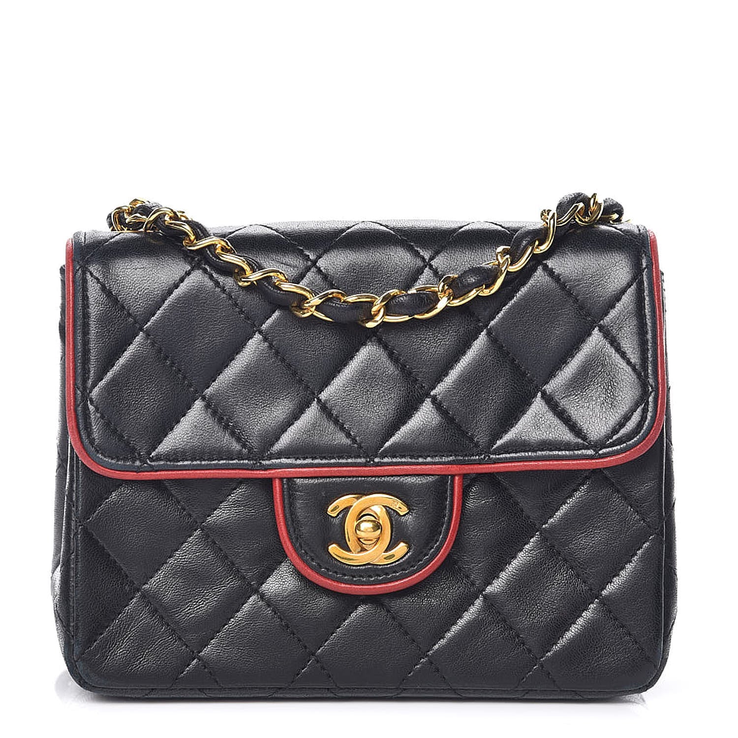 Chanel Lambskin Quilted Mini Square Flap Navy Blue 1 of 17