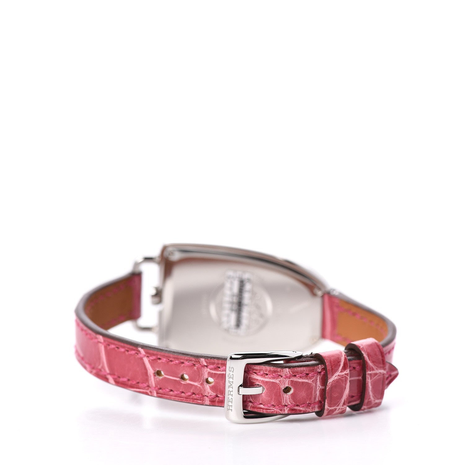 Hermes Stainless Steel Alligator Diamond Bezel 26mm Galop Quartz Watch Framboise 4 of 7