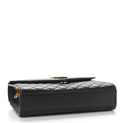 Saint Laurent Grain De Poudre Textured Mixed Matelasse Triquilt Medium Monogram Satchel Black 4 of 9
