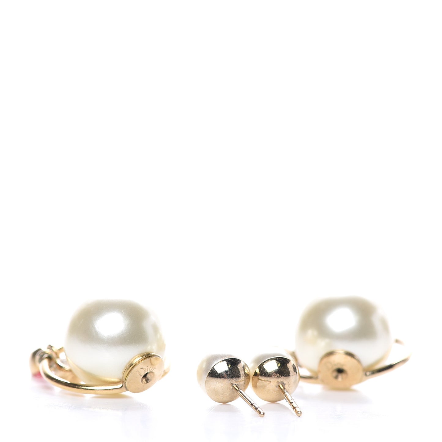 Pearl Crystal Mise En Dior Tribal Dangle Earrings Gold Red