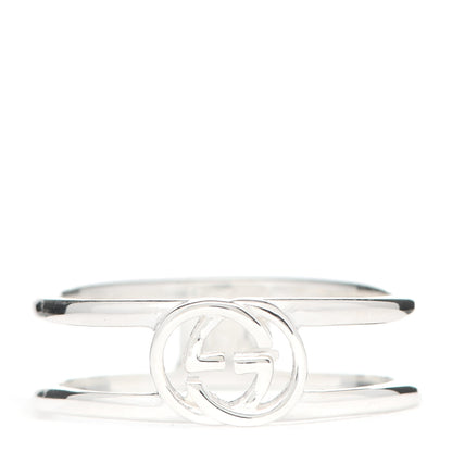 Gucci Sterling Silver 6mm Interlocking G Open Band Ring 52 6 1 of 5