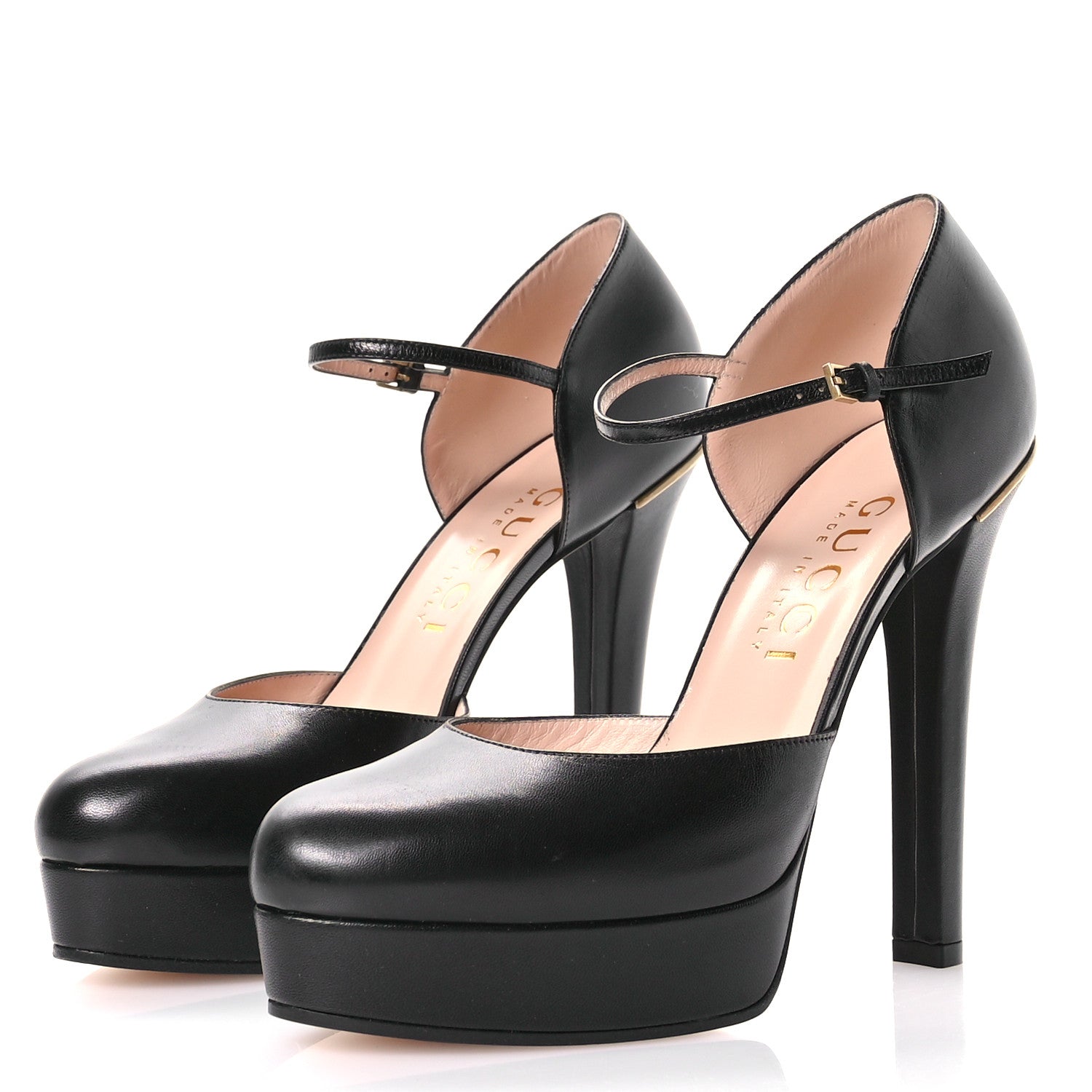 Gucci Malaga Kid Interlocking G Ankle Strap Platform Pumps 40 Black 3 of 9