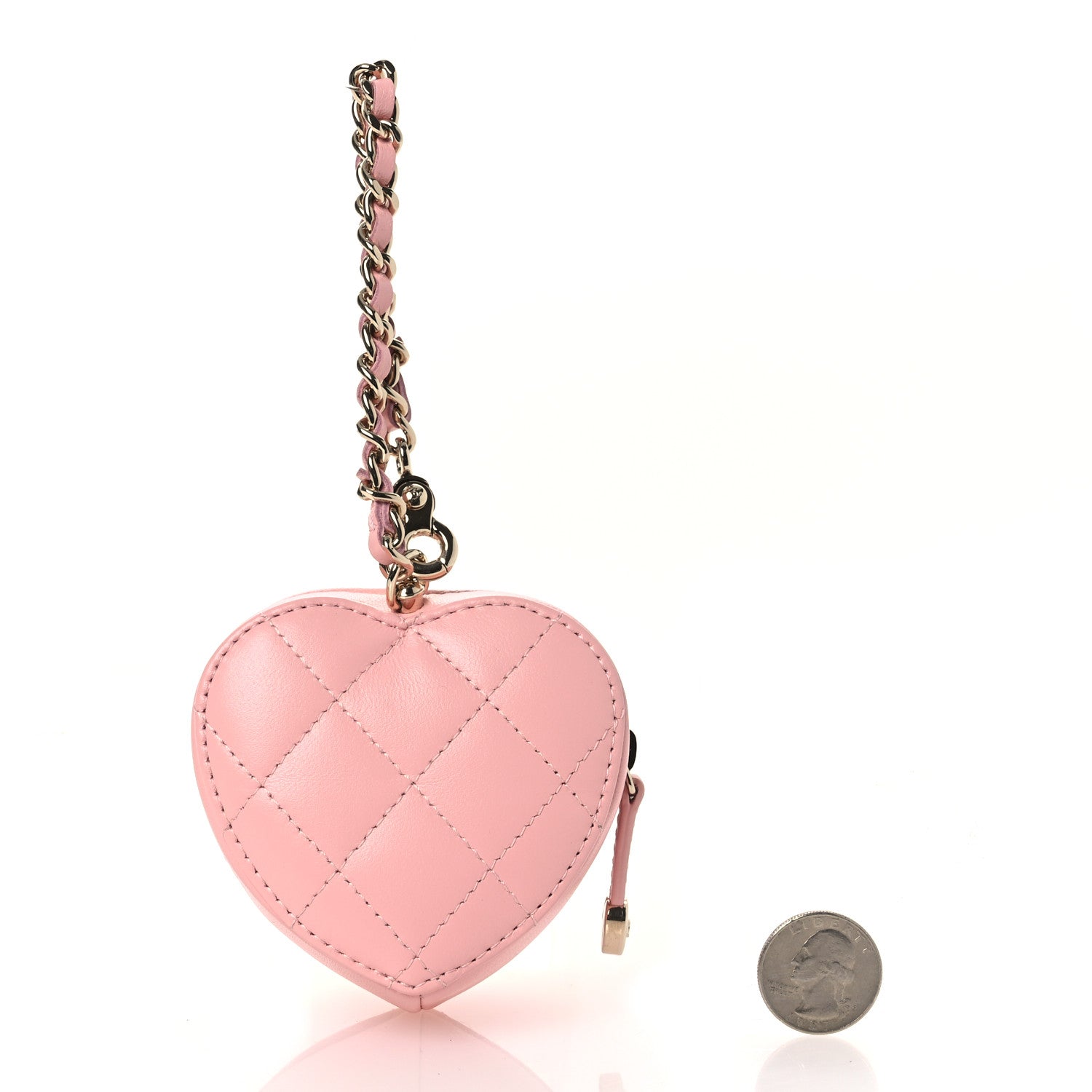 Chanel Lambskin Quilted CC In Love Heart Coin Bag Charm Light Pink 2 of 7