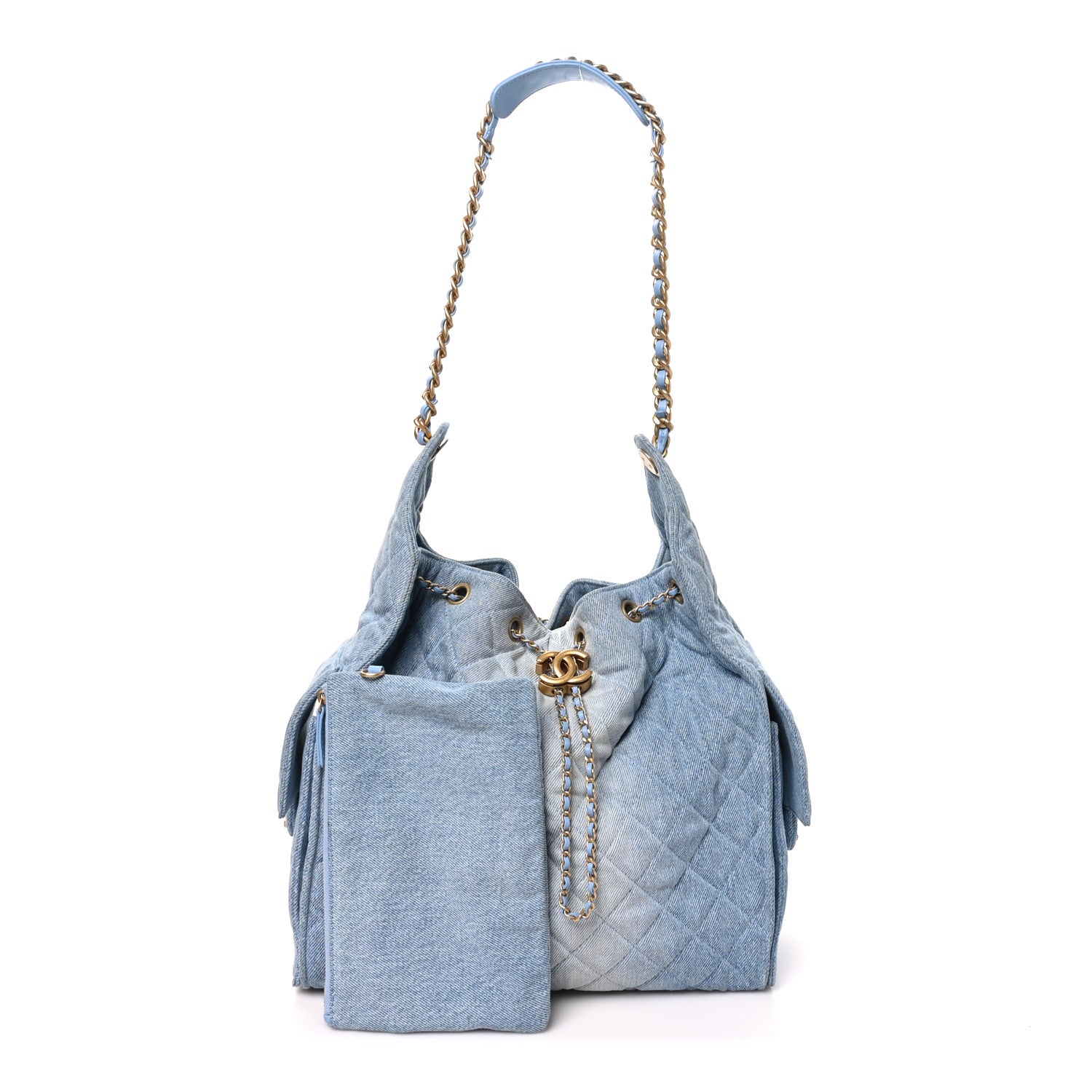 Chanel Washed Denim Quilted Medium Chanel 25 Handbag Blue 2 of 11