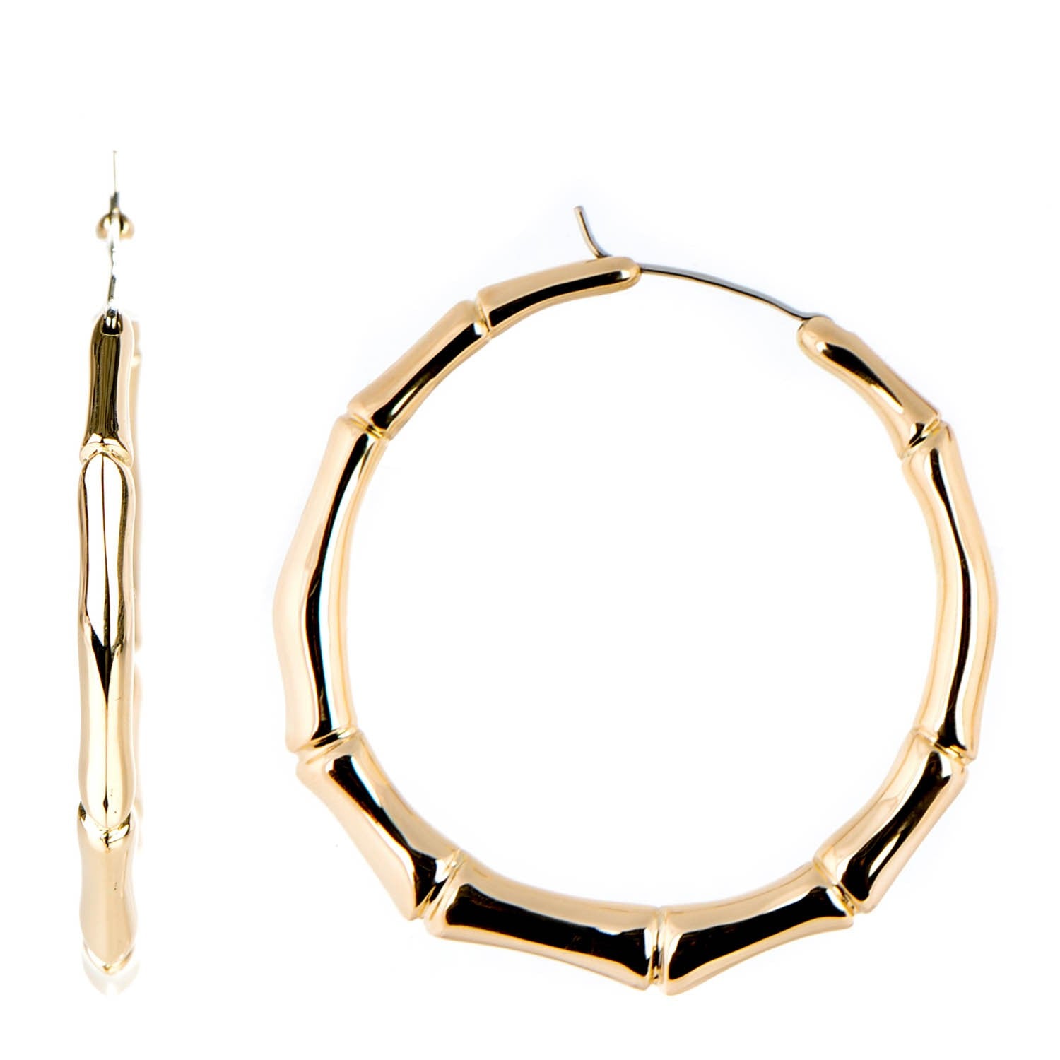 Gucci 18K Yellow Gold Bamboo Hoop Earrings 1 of 4
