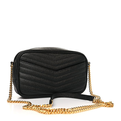 Saint Laurent Grain De Poudre Matelasse Monogram Mini Lou Camera Bag Black 3 of 9