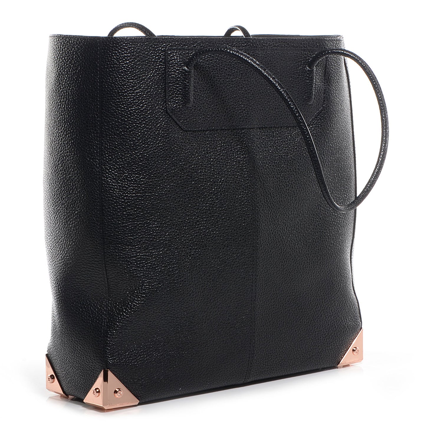 Leather Prisma Skeletal Tote Black with Rose Gold Hardware