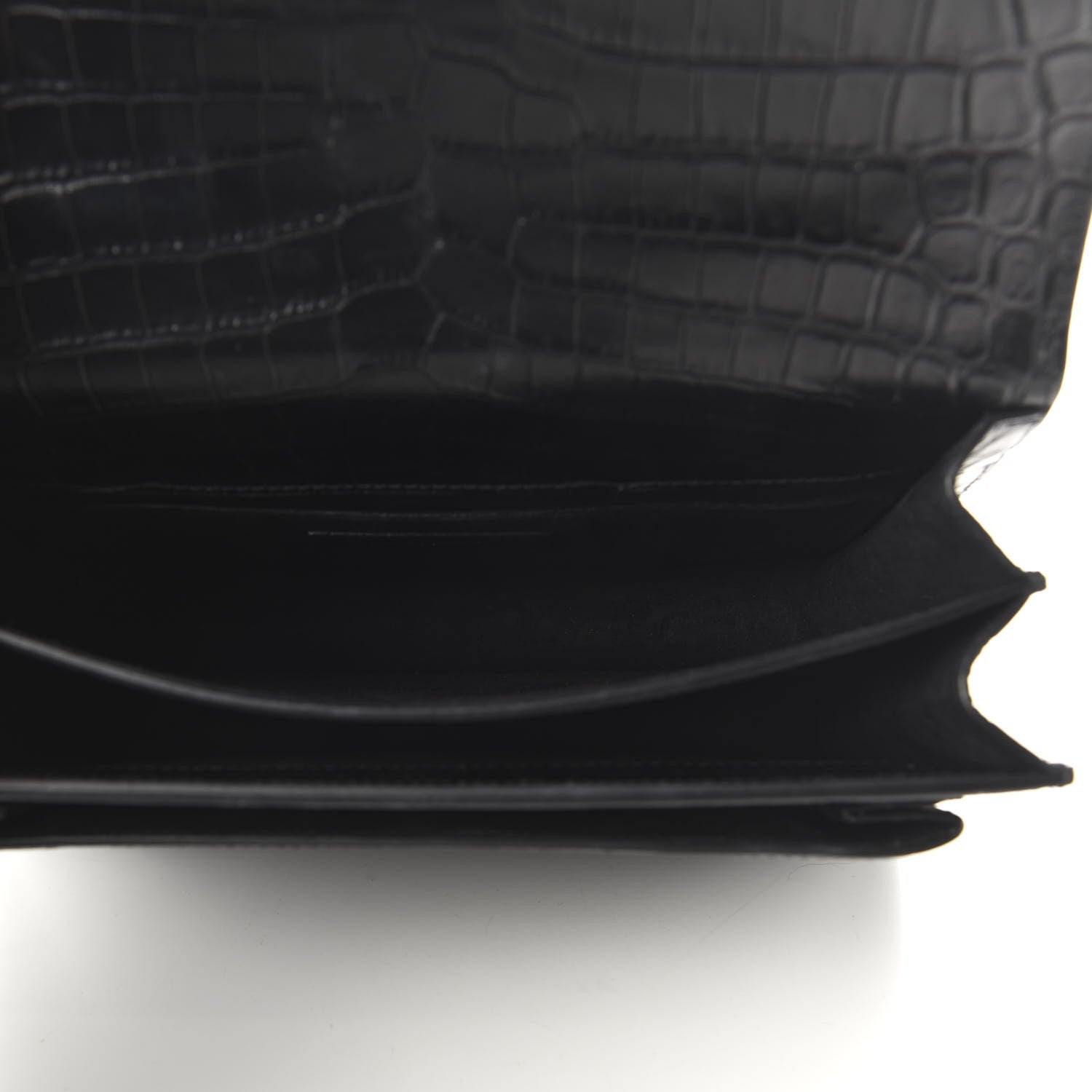 Saint Laurent Calfskin Crocodile Embossed Medium Monogram Sunset Black 5 of 9