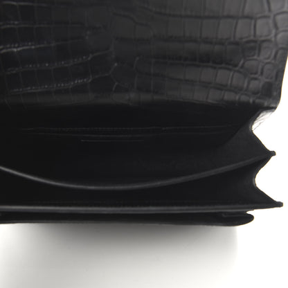 Saint Laurent Calfskin Crocodile Embossed Medium Monogram Sunset Black 5 of 9
