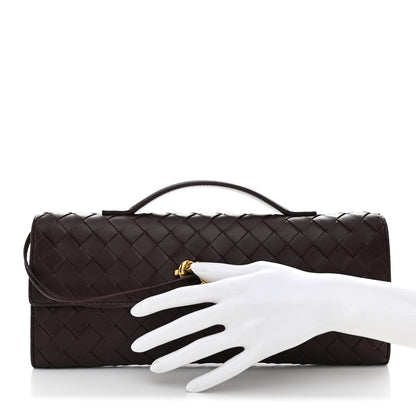Bottega Veneta Nappa Intrecciato Long Andiamo Top Handle Clutch  Dark Barolo 2 of 7