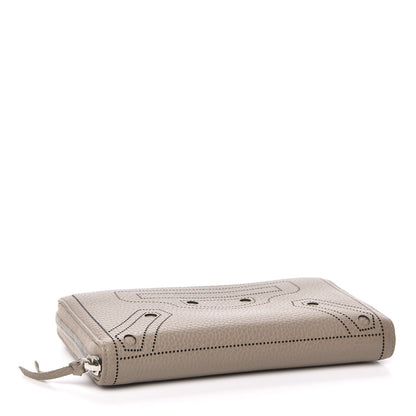 Balenciaga Veau Grana Perforated Blackout Hardware Continental Zip Around Wallet Gris Cendre 4 of 8