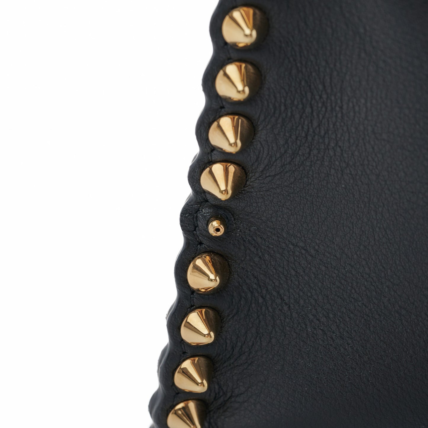 Vitello Seta Shiny Nappa Scalloped Studded Medium Peekaboo Iconic Satchel Black