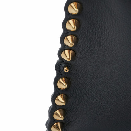 Fendi Vitello Seta Shiny Nappa Scalloped Studded Medium Peekaboo Iconic Satchel Black 15 of 15