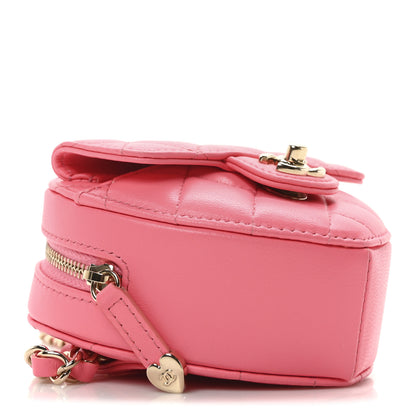 Chanel Lambskin Quilted CC In Love Heart Waist Belt Bag With Chain Pink 4 of 11
