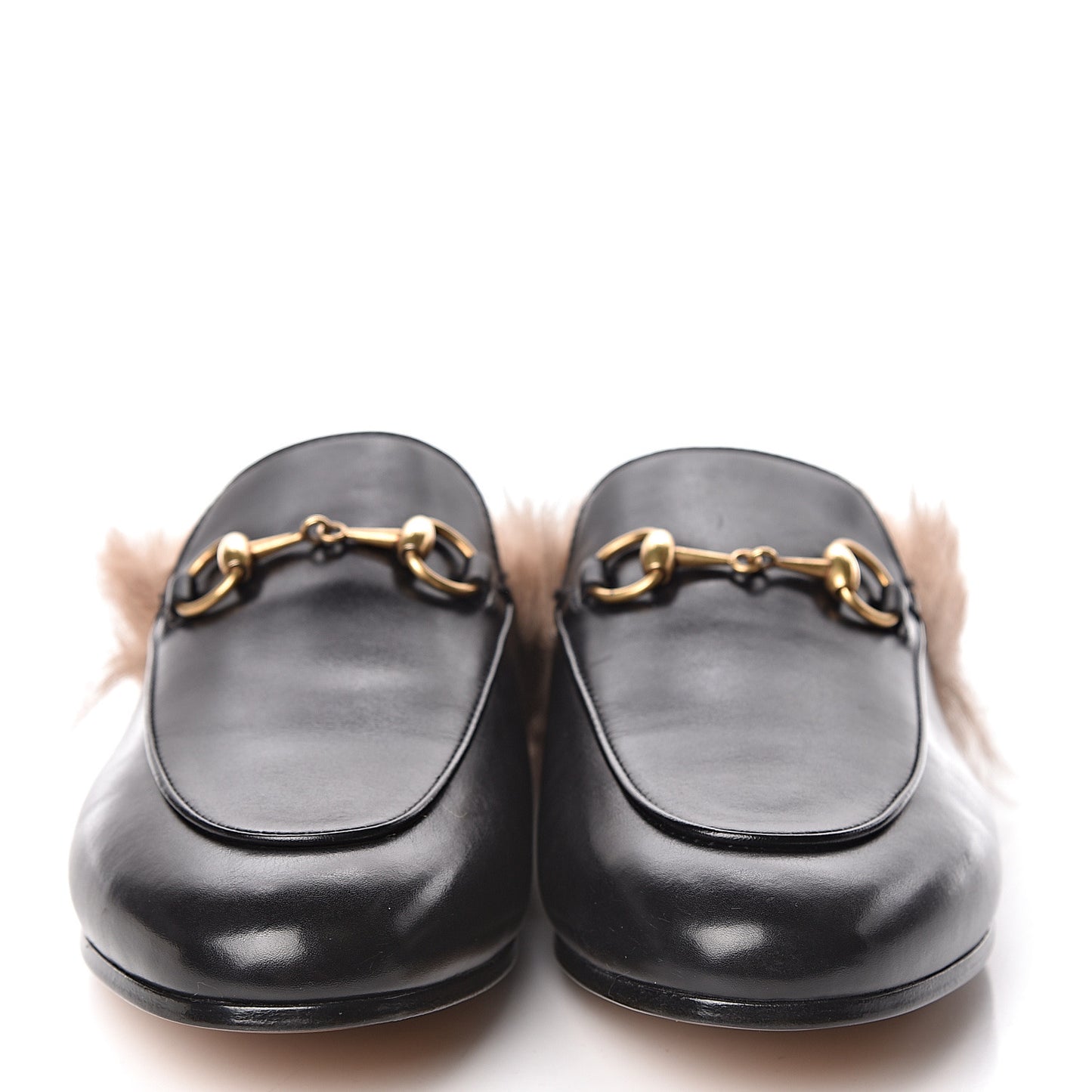 Calfskin Fur Womens Princetown Slippers 37.5 Black