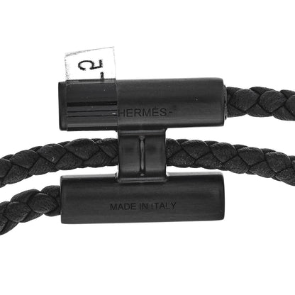 Hermes Swift Double Wrap Cord Tournis Tresse Bracelet T5 So Black 4 of 4