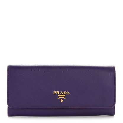 Prada Saffiano Lux Continental Flap Travel Wallet Viola Multicolor 1 of 11