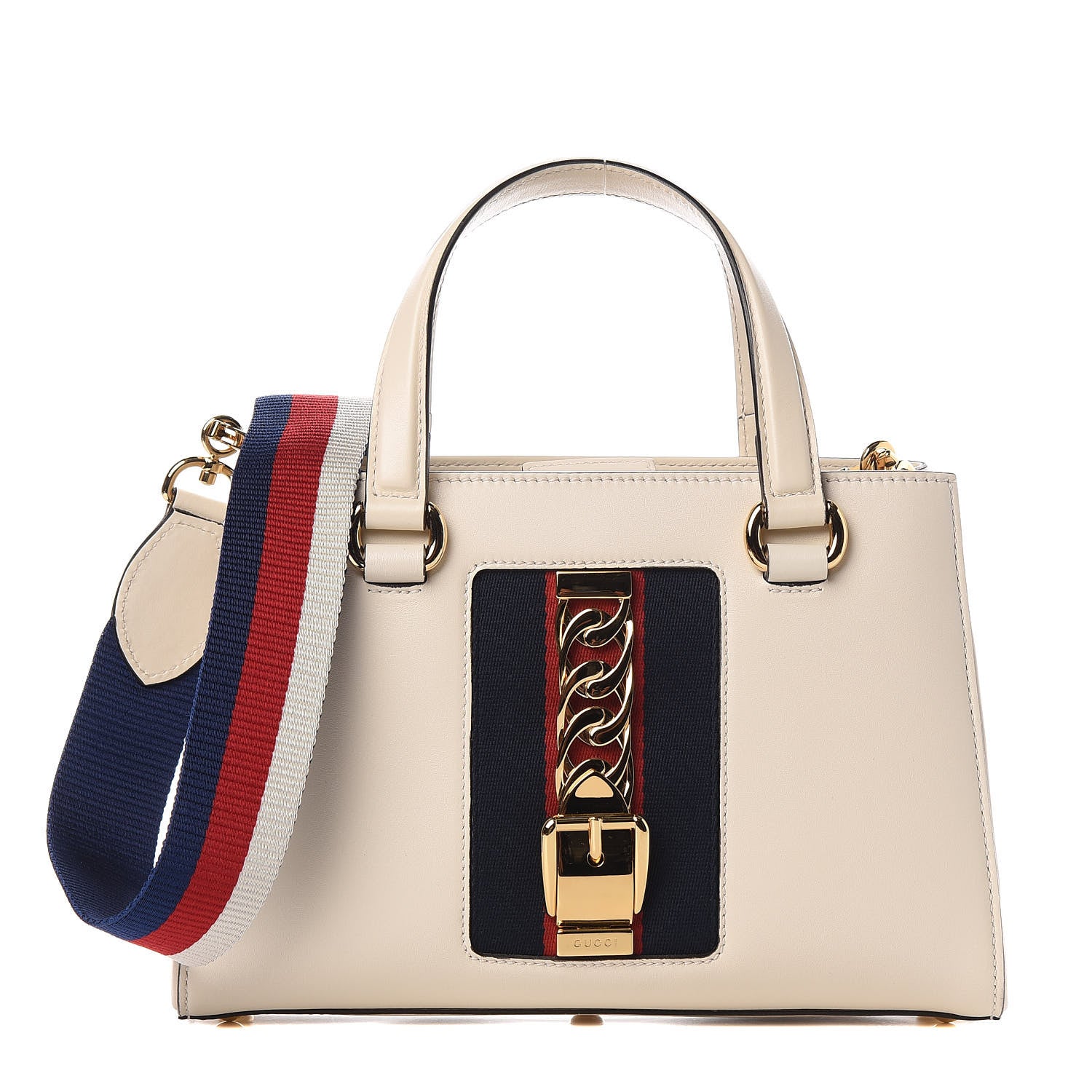 Gucci Calfskin Medium Sylvie Top Handle Tote White 1 of 11