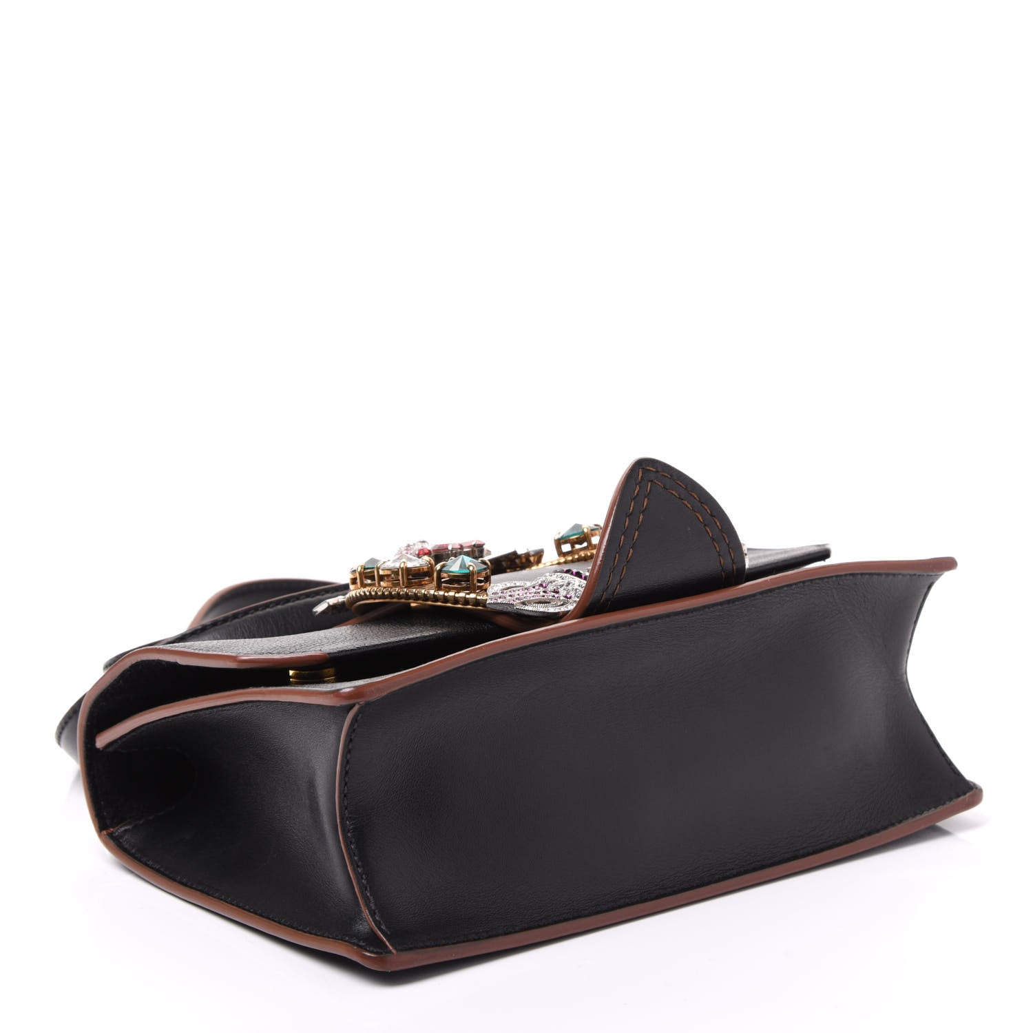 Miu Miu Goatskin Madras Soft Calf Crystal Embellished Shoulder Bag Black 3 of 9