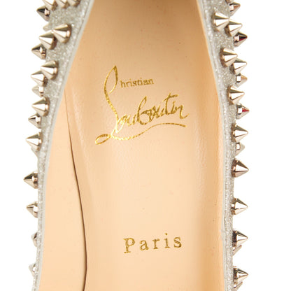 Christian Louboutin Glitter Mini Specchio Follies Spikes 120 Pumps 38 Ivory Colombe 7 of 8