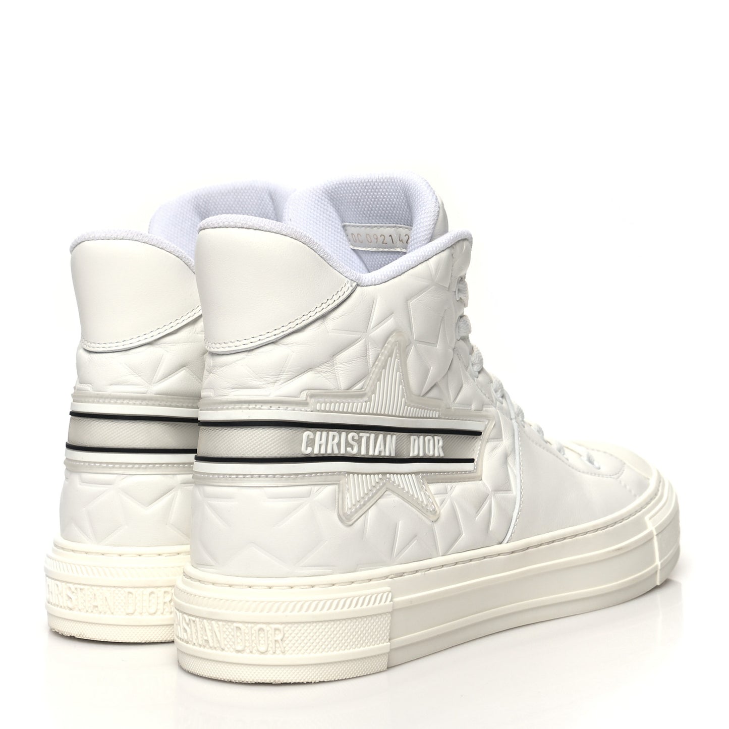 Calfskin Walk'n' Dior Star High Top Sneakers 42 White