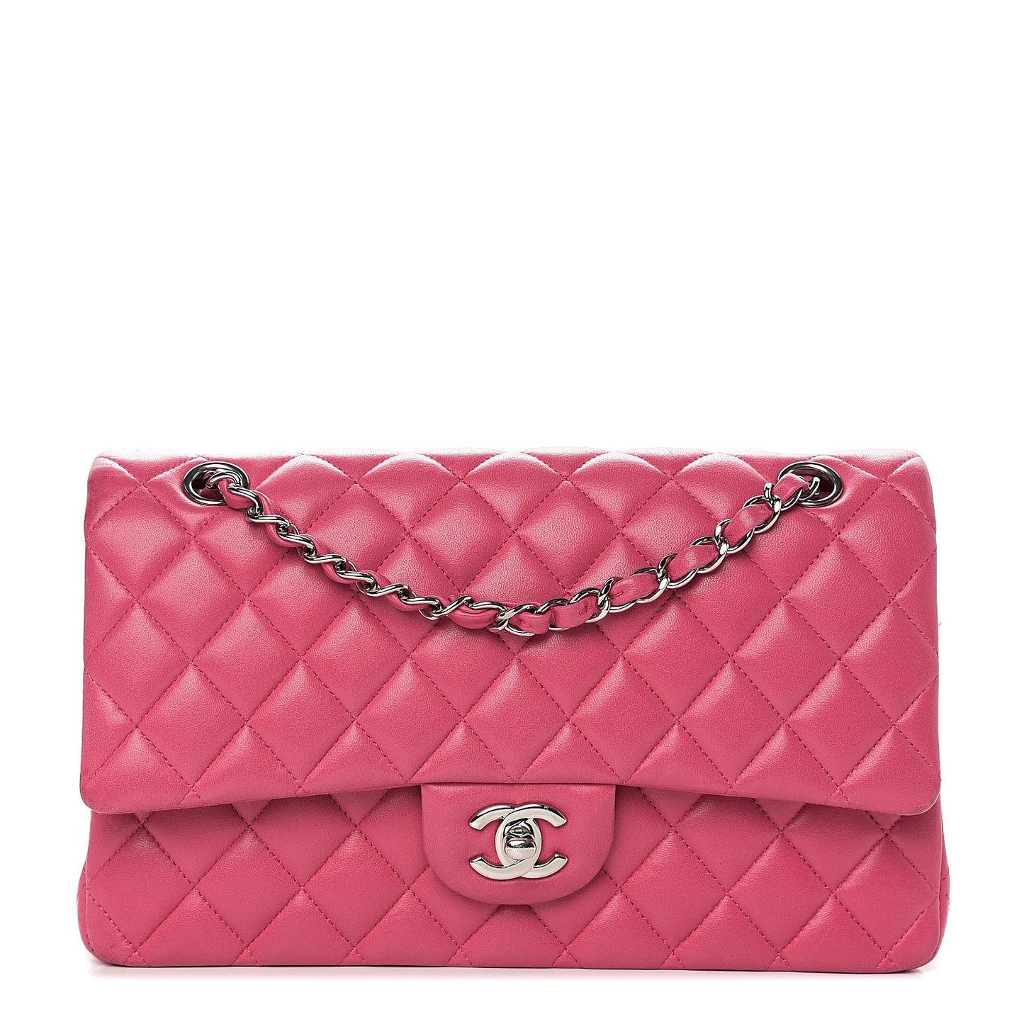 Lambskin Quilted Medium Double Flap Pink
