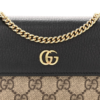 Gucci Dollar Calfskin GG Supreme Monogram Petite GG Marmont Wallet Chain Bag Black Beige Ebony 8 of 11