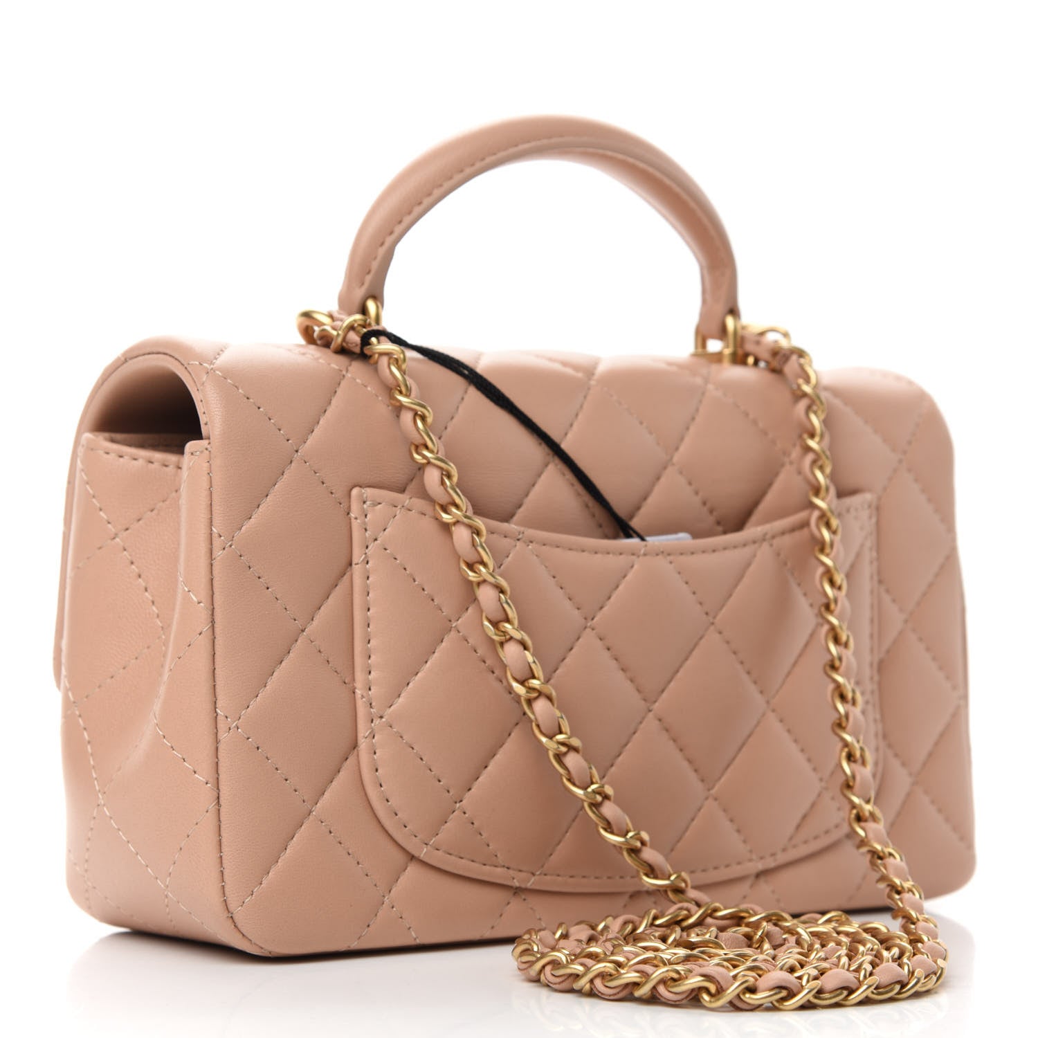 Chanel Lambskin Quilted Mini Top Handle Rectangular Flap Beige 3 of 11