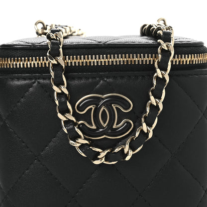 Chanel Lambskin Quilted Mini Enamel Vanity Case With Chain Black 8 of 12
