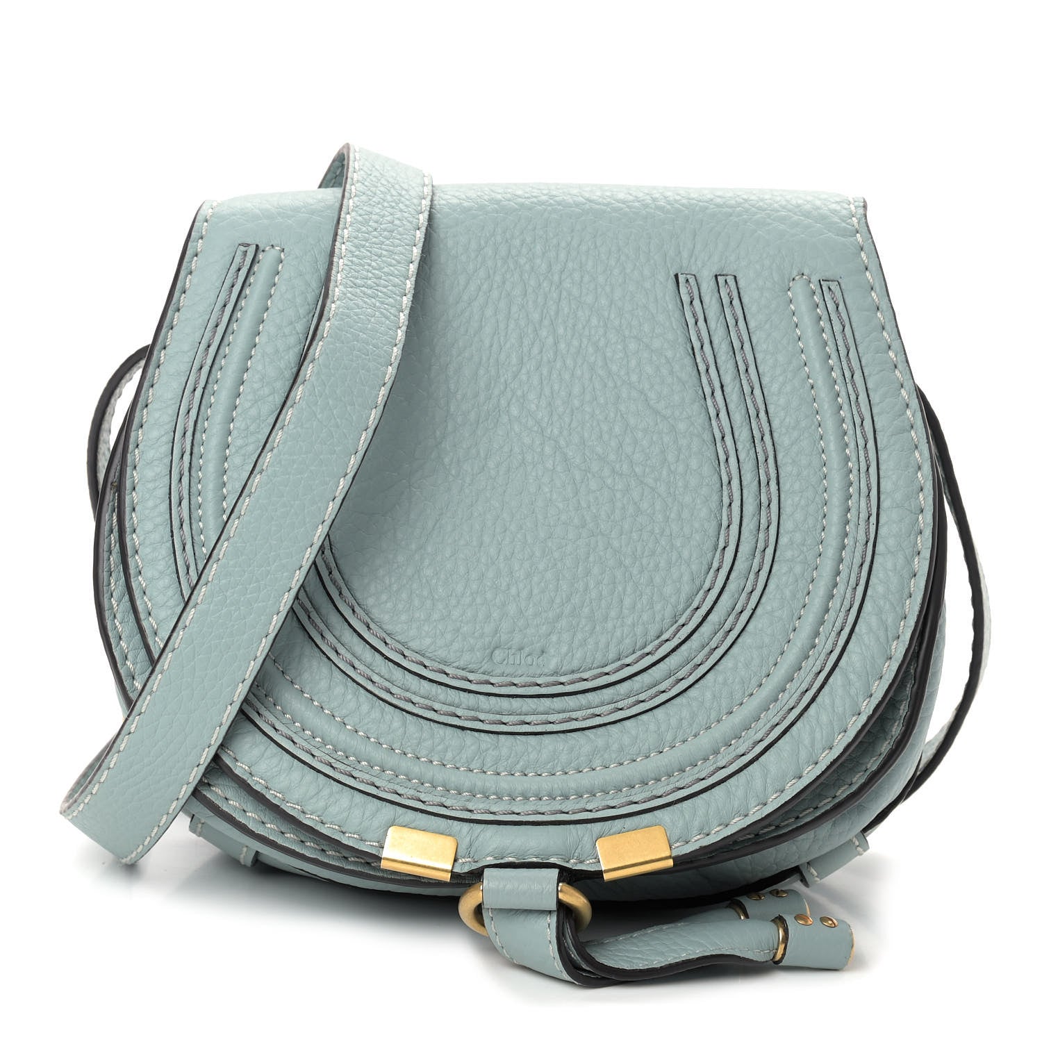 Chloe Calfskin Marcie Round Crossbody Bag Faded Blue 1 of 8