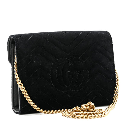 Gucci Velvet Matelasse GG Marmont Chain Wallet Black 3 of 11