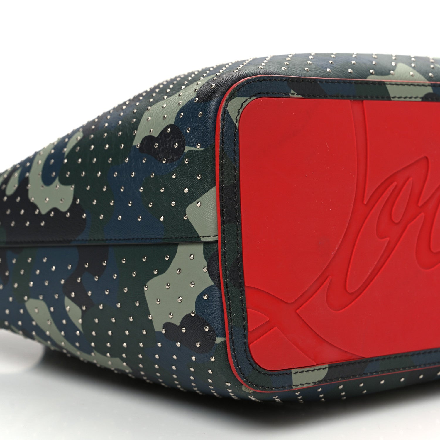 Christian Louboutin Calfskin Spiked Camouflage Large Cabarock Shopper Tote Multicolor 9 of 13